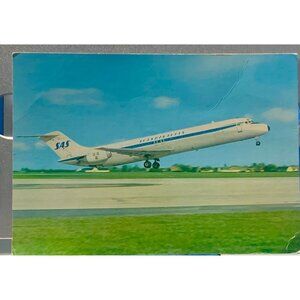 SAS Scandinavian Airlines Super DC-9 Jetliner Postcard Vintage Litho Printed